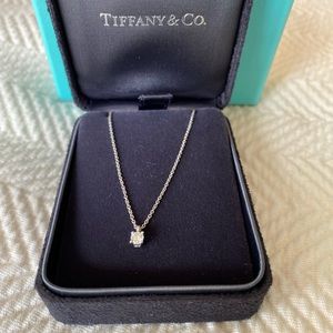 Tiffany and Co. Platinum Diamond Solitaire Pendant with box